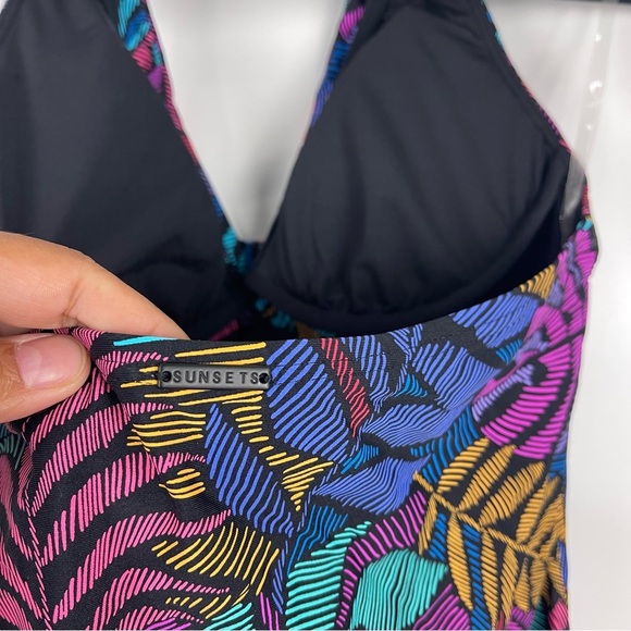 NEW Sunsets Heidi Halter Tankini Swim Suit Top Panama Palms Women's Size Medium - Picture 7 of 8